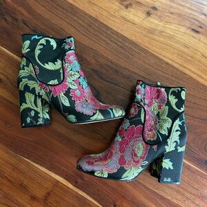 Marc Fisher Jana Women's Multi-Color Floral Embroidered Bootie Ankle Boots